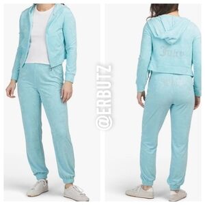 Juicy Couture 💎 Y2K Rhinestone Crystal Blue Tracksuit, Terry (Medium)